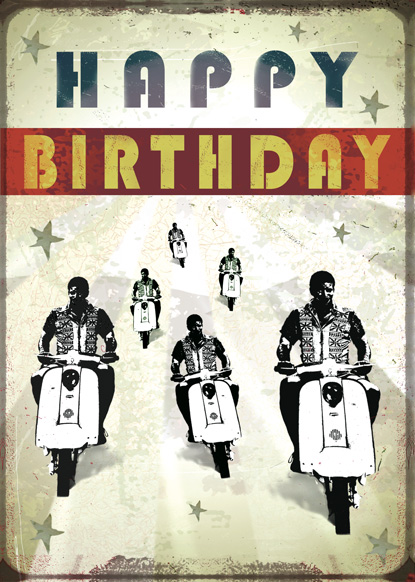 DH24 - Happy Birthday - Scooters Greeting Card by Max Hernn
